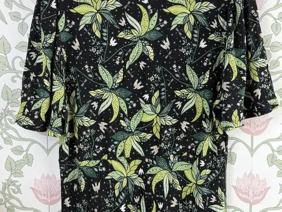 BODEN Green and Black Floral N-Neck Jersey Midi Dress - Size - 10 - Picture 4 of 10